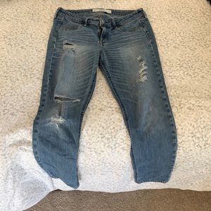 A & F Ripped Mid Rise Skinny Jeans